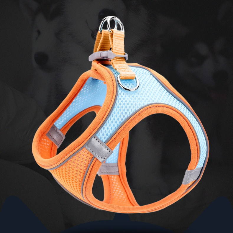 Breathable Reflective Pet Harness Set: Vest-Style Dog Harness + Leash | Black-XS