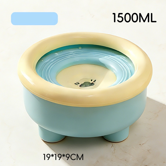 Anti-Splash Floating Pet Water Bowl, 1500ml Large Capacity, Tip-Proof and Chin-Dry Design - Blue