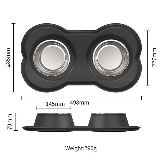 Anti Tip Stainless Steel Dog Bowl 2 in 3 Food Water Bowl