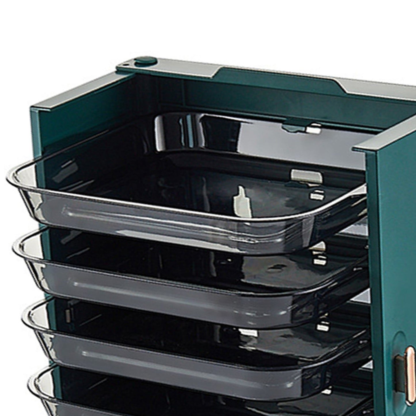 Kitchen Side Dishes Punch Free Foldable PET 6 Layers Wall Mounted Organization Rack Cooking Plates Storage Shelf Light Luxury Green