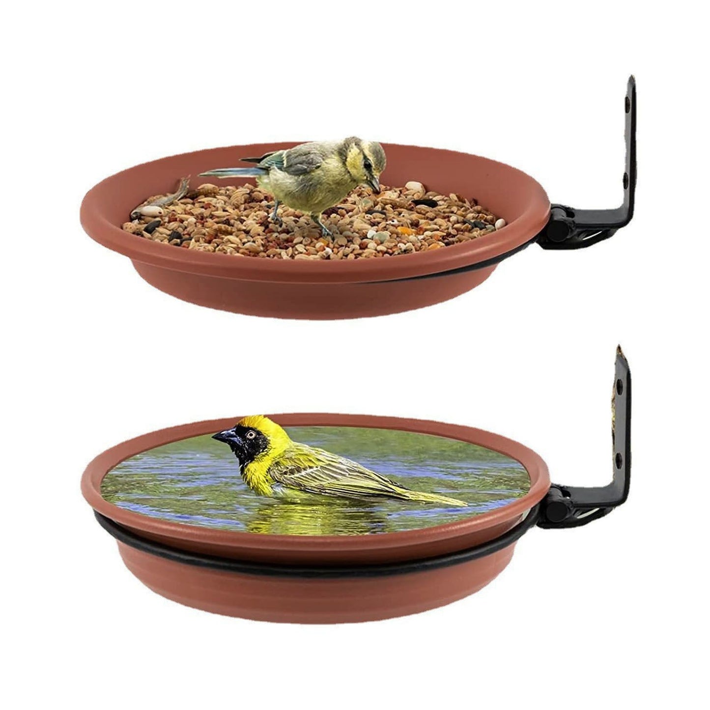 Tree Mounted Bird Feeder Tree Mounted Bird Bath Bowl with Heavy Duty Metal Ring for Backyard Terrace 2 Pot and 2 Bracket
