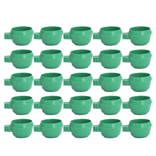 25Pcs Mini Bird Parrots Food Water Bowl Inlay Installation Round Green Parrots Small Food Water Bowl for Farms Home S