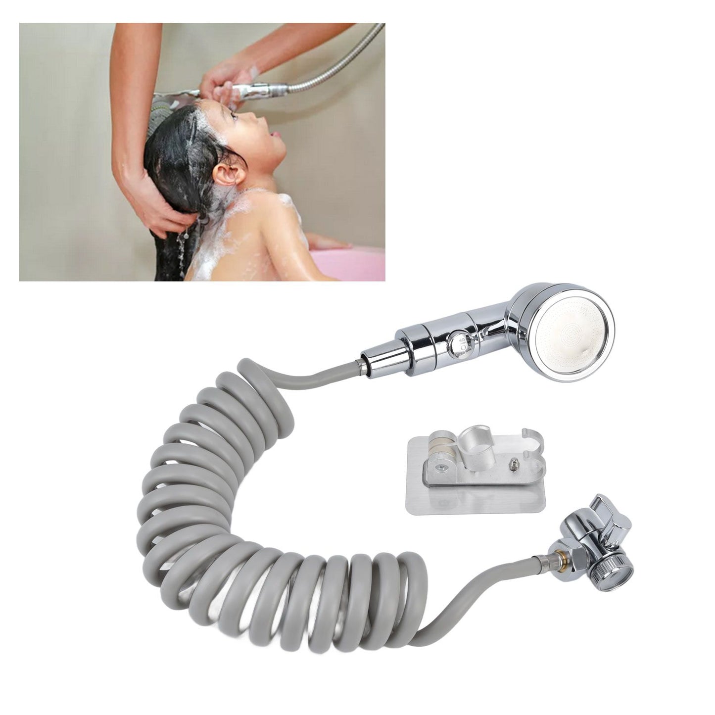 Sink Shower Sprayer Stretchy Hose Adjustable Mode Faucet Sprayer Attachment for Shampooing Pet Bathing