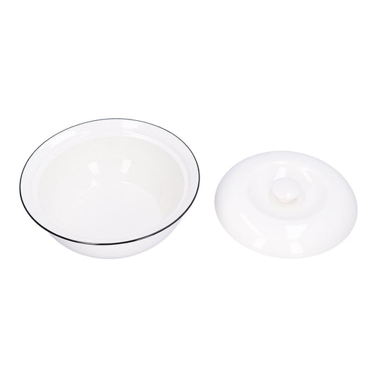 9in Soup Bowl with Lid Large Capacity 1500ml Stew Bowl Harmless White Ceramic Kitchen Bowl