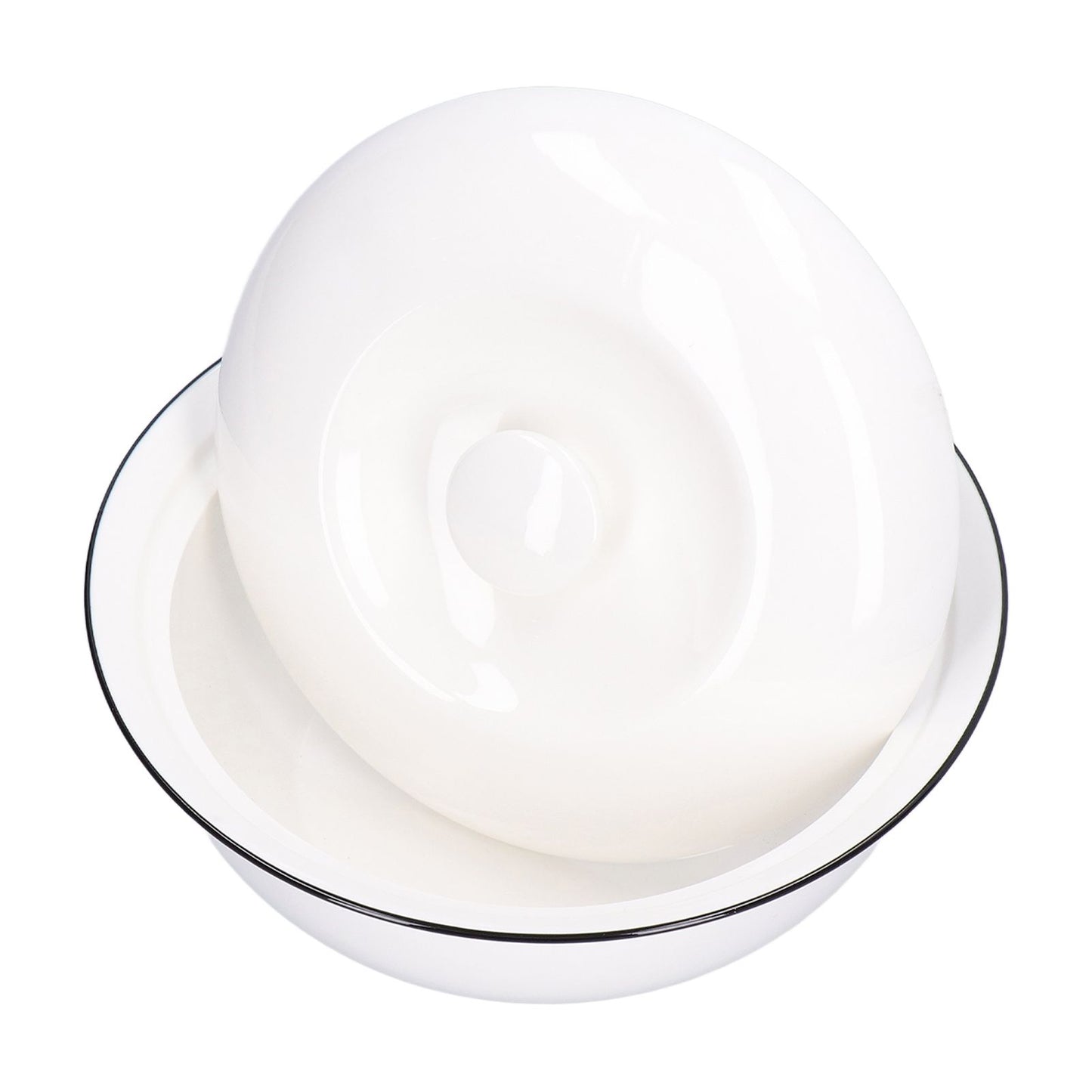 9in Soup Bowl with Lid Large Capacity 1500ml Stew Bowl Harmless White Ceramic Kitchen Bowl