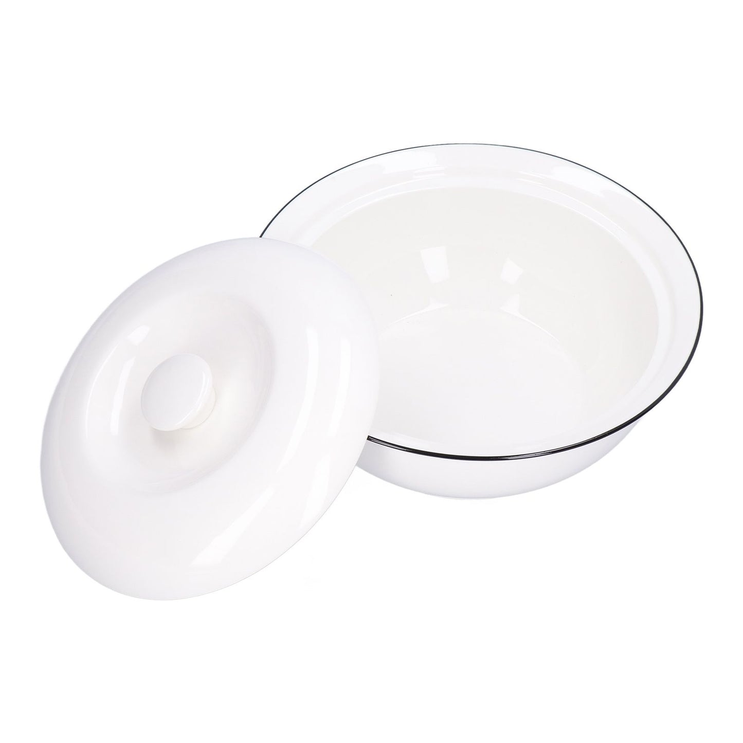 9in Soup Bowl with Lid Large Capacity 1500ml Stew Bowl Harmless White Ceramic Kitchen Bowl
