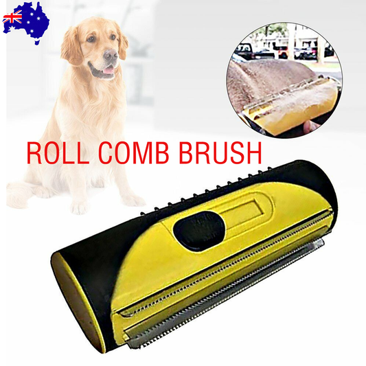 Yellow Pet Deshedding Roll Comb | Self-Cleaning | Removes Loose Fur | Cats & Dogs