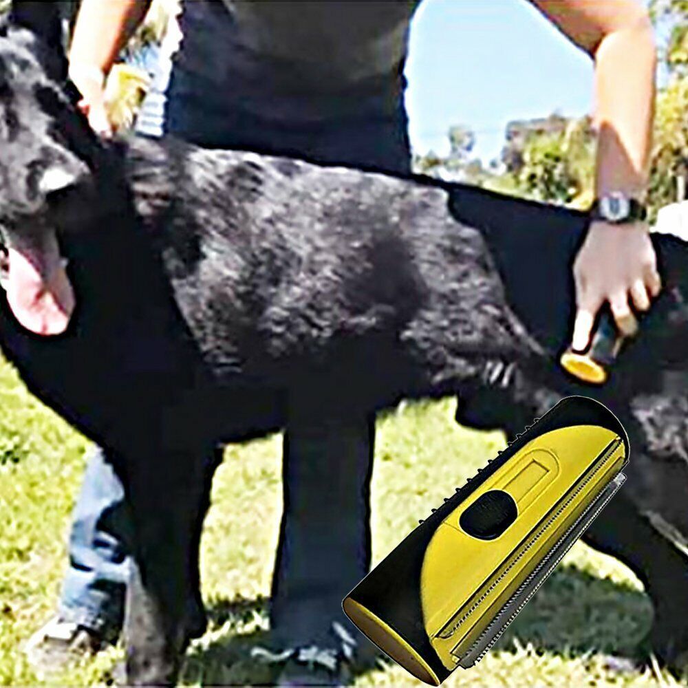 Yellow Pet Deshedding Roll Comb | Self-Cleaning | Removes Loose Fur | Cats & Dogs
