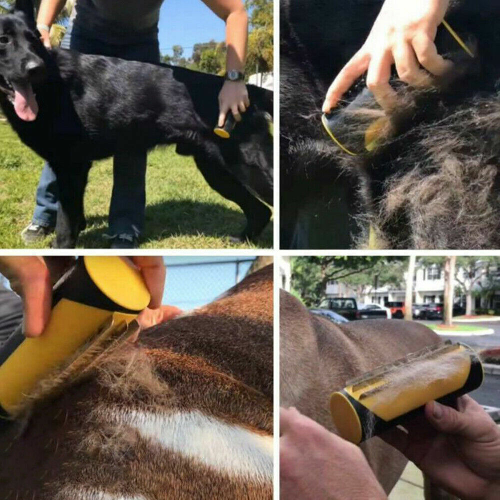 Yellow Pet Deshedding Roll Comb | Self-Cleaning | Removes Loose Fur | Cats & Dogs