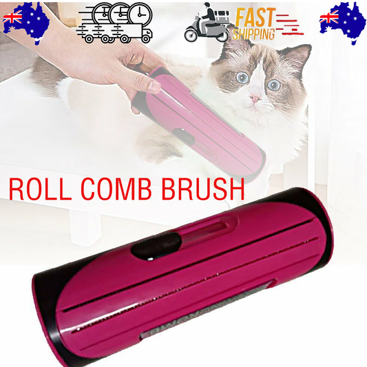 Red Pet Deshedding Roll Comb | Self-Cleaning | Removes Loose Fur | Cats & Dogs