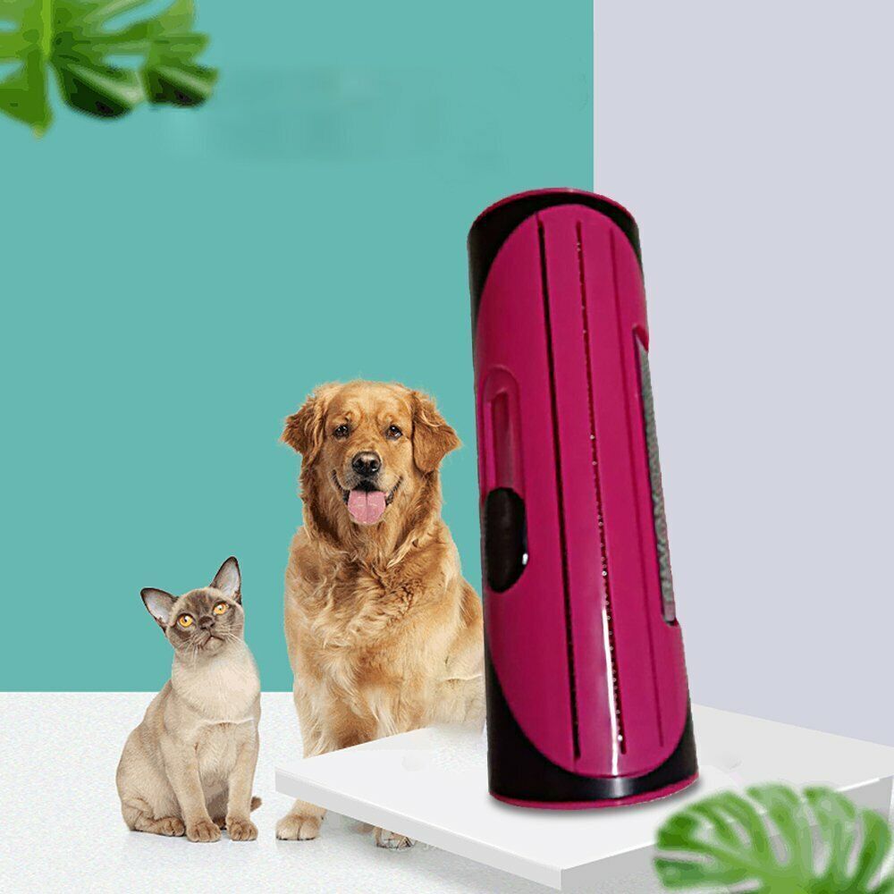 Red Pet Deshedding Roll Comb | Self-Cleaning | Removes Loose Fur | Cats & Dogs