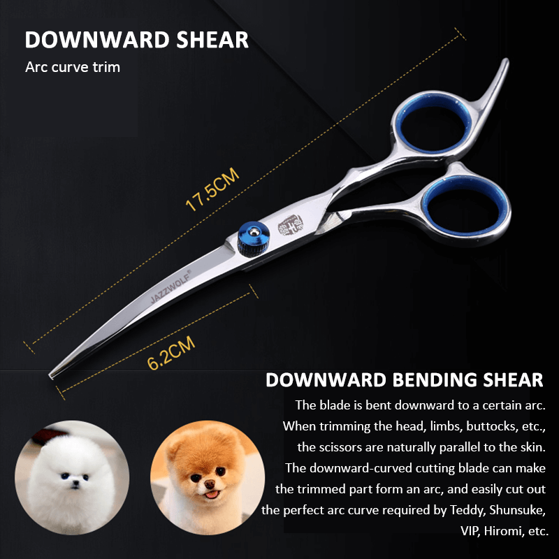 Professional Pet Grooming Scissors Set | Dog Shear Hair Cutting Curved Tool Kit