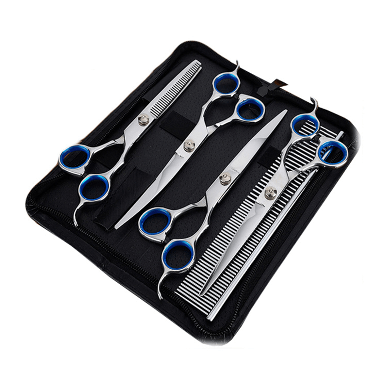 Professional Pet Grooming Scissors Set | Dog Shear Hair Cutting Curved Tool Kit