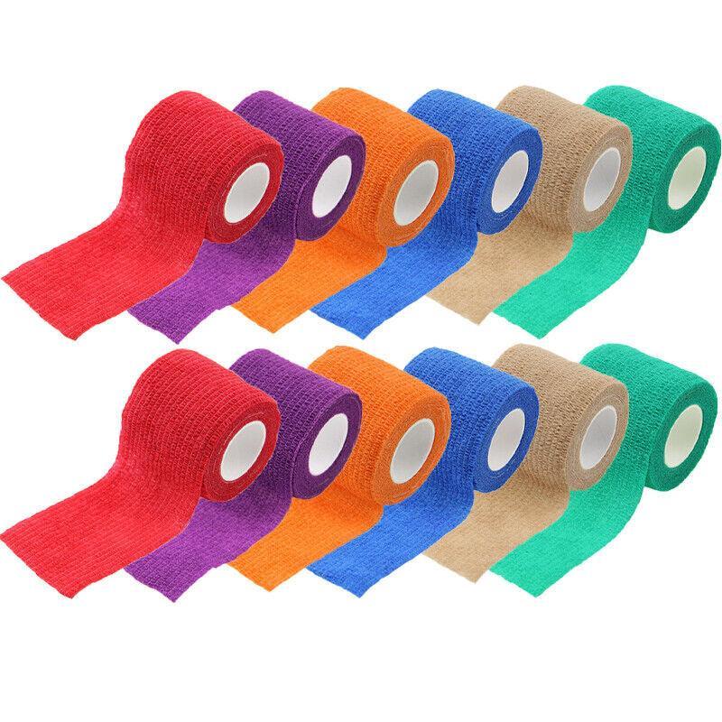 12 Pack Self-Adhesive Cohesive Wrap Bandage for Pets | 10cm x 4.5m | Protective Bandages