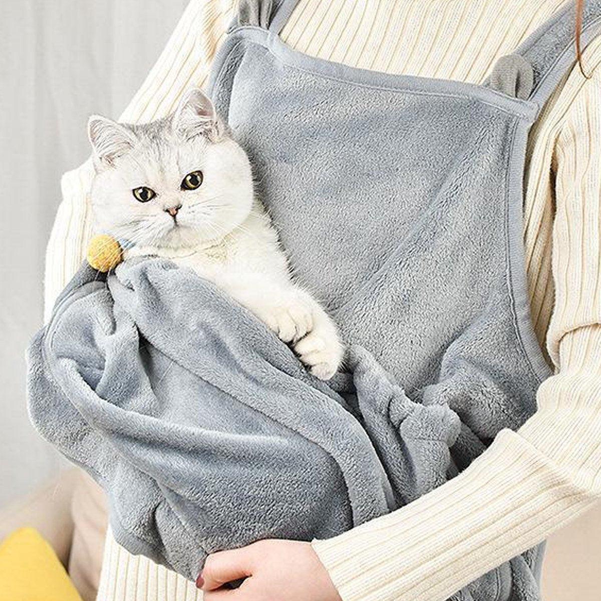 Non-Stick Cat Grooming Apron | Kangaroo-Style Pet Grooming Bib | No-Hole Design