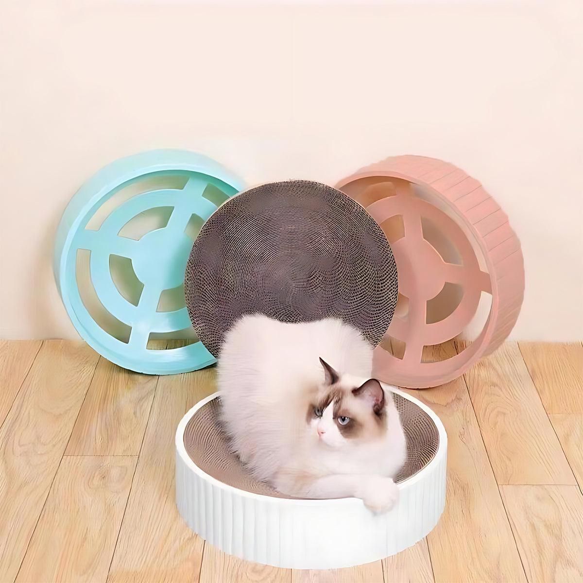 Pink 2-in-1 Round Cat Scratching Board | Lounge Bed & Scratcher Bowl | Cat Sofa