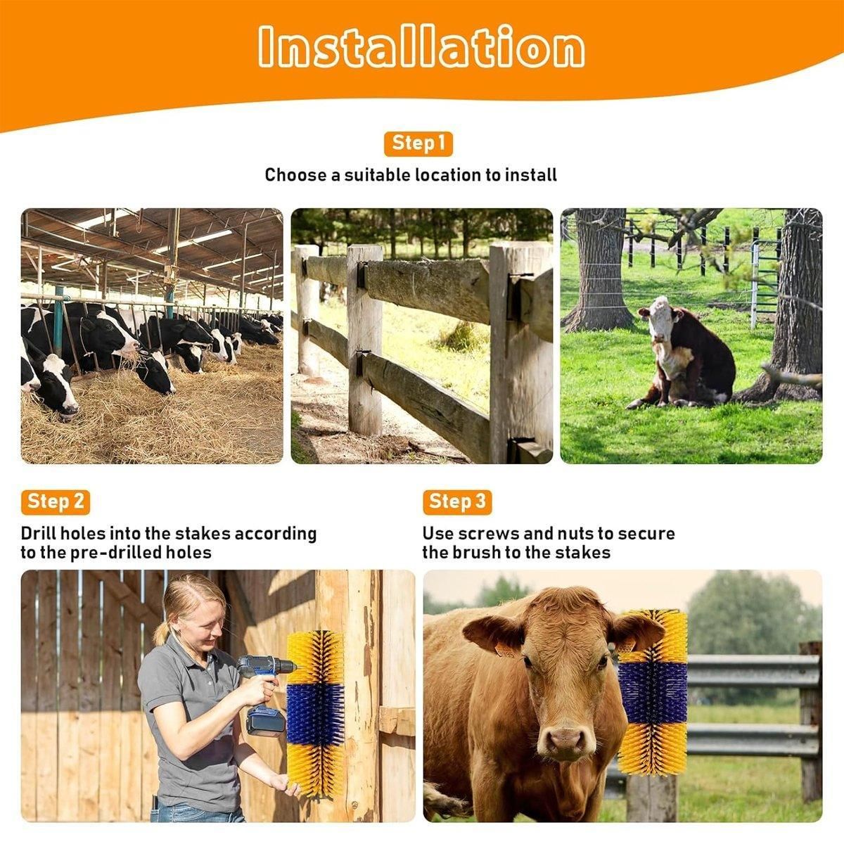 Multifunctional Pet Massage Scratching & Grooming Brush | Livestock & Large Animals