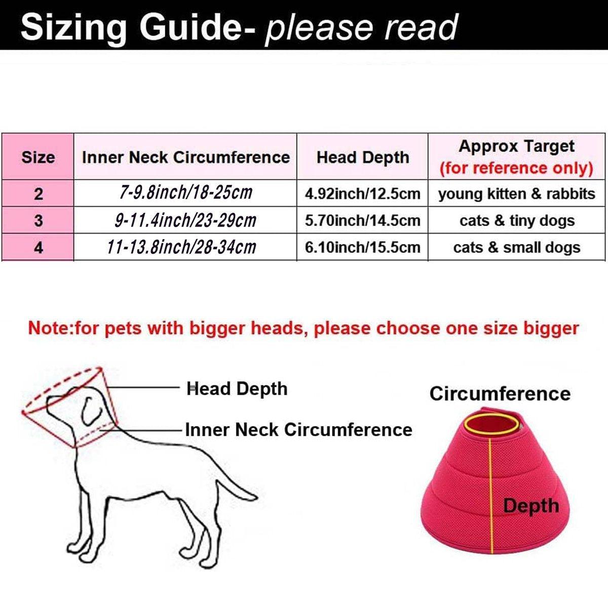Rose Red Elizabethan Anti-Lick Pet Recovery Collar | Cats & Dogs | Size 4