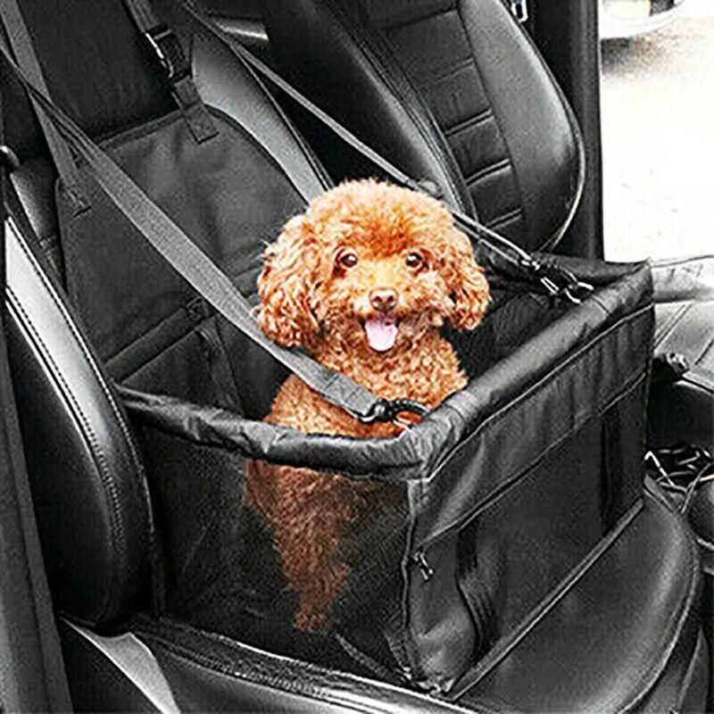 Black Pet Car Booster Seat | Travel Carrier Basket | Secure Design | Cats & Dogs