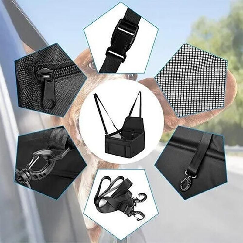 Red Pet Car Booster Seat | Travel Carrier Basket | Secure Design | Cats & Dogs