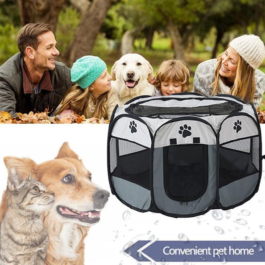 8-Panel Pet Play Tent Playpen | Dog & Cat Portable Kennel Crate | Large 91x91x58cm