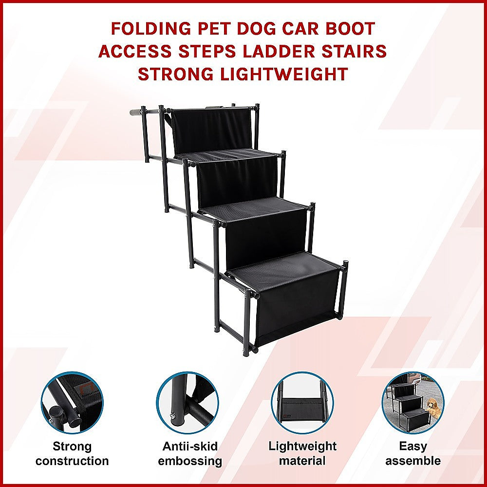Folding Dog Car Boot Steps | Lightweight Strong Pet Stairs | All Dog Sizes