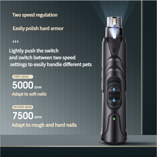 Dual-Speed Pet Nail Grinder with LED Light | Dog & Cat
