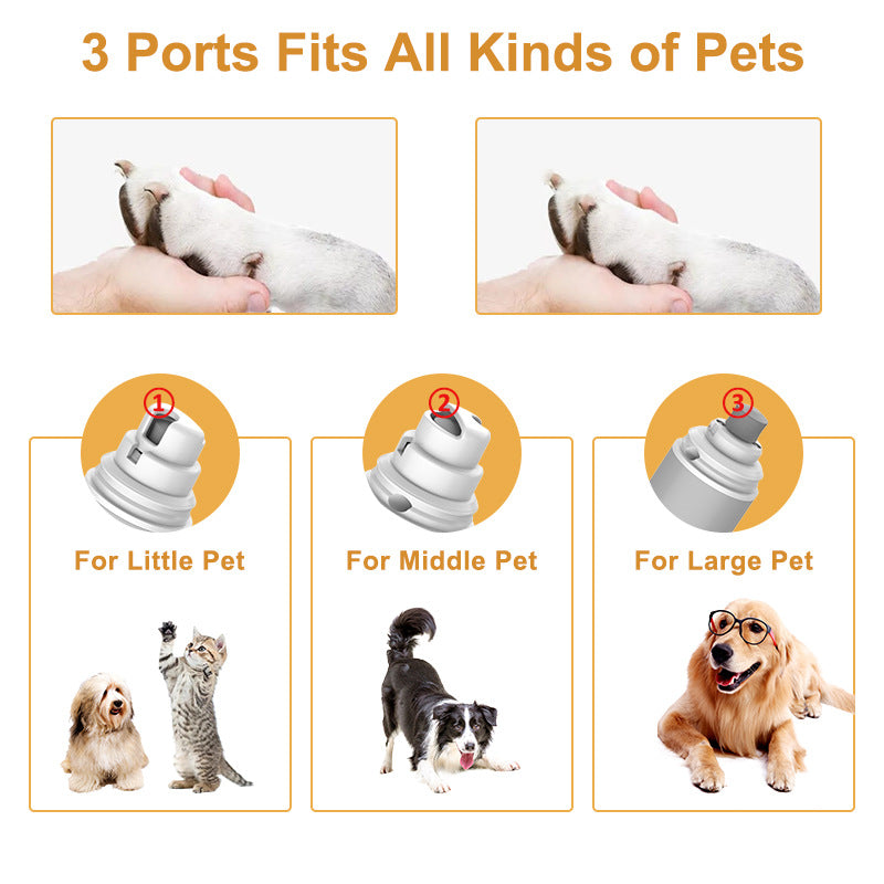 Rechargeable Pet Nail Grinder | Quiet Motor LED Lights USB | Two-Speed | Dog & Cat