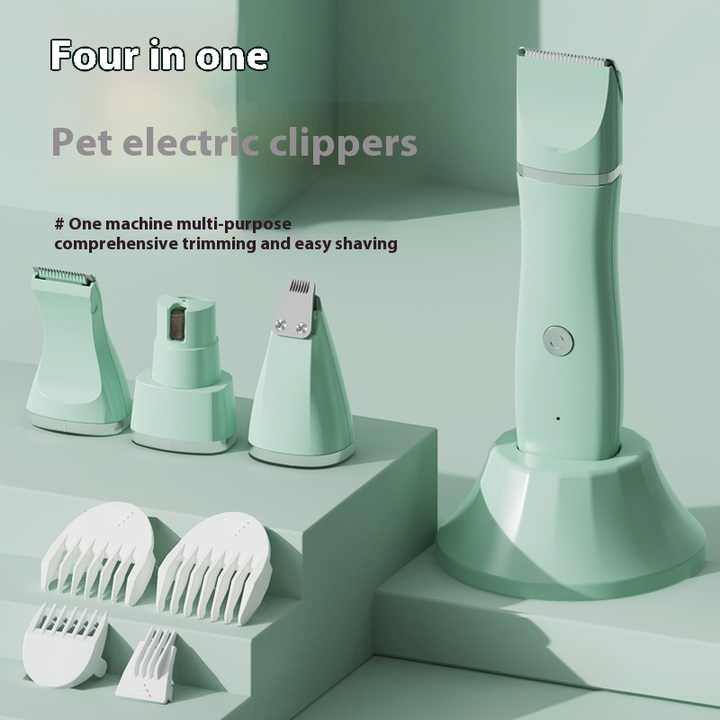 White 4-in-1 Pet Grooming Electric Clipper | Rechargeable Paw Fur Nail Ear Care | Dog & Cat