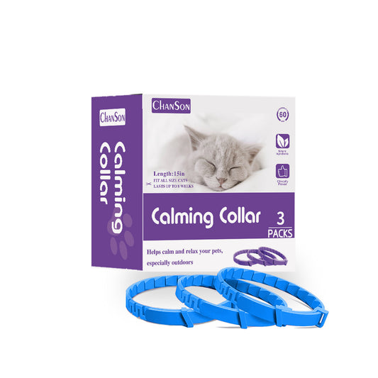 Blue Natural Calming Collar for Cats | Essential Oil Infused | 3 Pack | Adjustable