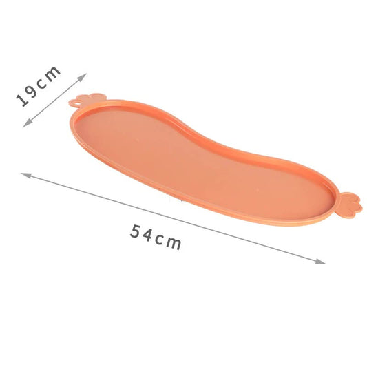 Orange Non-Slip Pet Feeding Mat | Waterproof Food Bowl Placemat with Raised Edges | Dogs & Cats