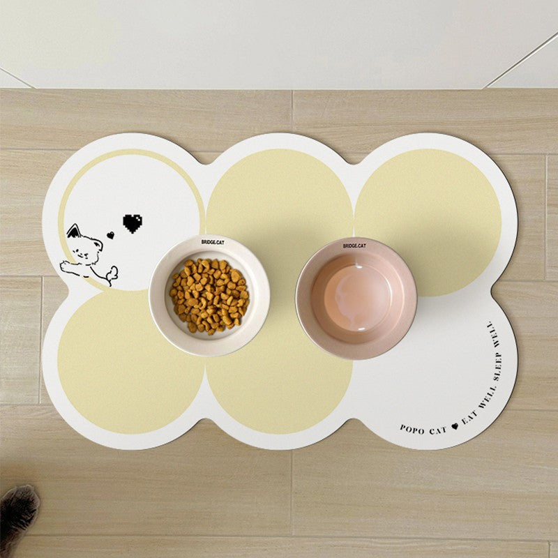 Style 1 White & Yellow Non-Slip Diatomite Pet Feeding Mat | 50x80cm