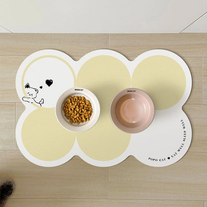 Style 1 White & Yellow Non-Slip Diatomite Pet Feeding Mat | 50x80cm
