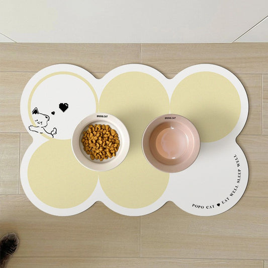 Style 1 White & Yellow Non-Slip Diatomite Pet Feeding Mat | Quick-Dry | 50x80cm