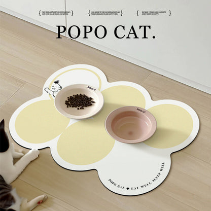 Style 1 White & Yellow Non-Slip Diatomite Pet Feeding Mat | 50x80cm
