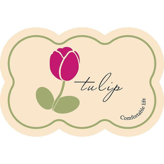 Style 6 Beige & Pink Tulip Non-Slip Diatomite Pet Feeding Mat | Quick-Dry | 50x80cm