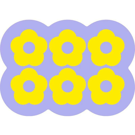 Style 9 Purple & Yellow Flowers Non-Slip Diatomite Pet Feeding Mat | Quick-Dry | 50x80cm
