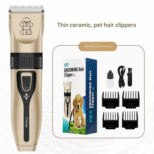 Gold Professional Pet Grooming Clipper Kit | Rechargeable Low Noise | Ceramic Blades | 5-Speed