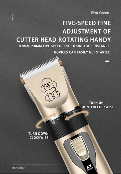 White Professional Pet Grooming Clipper Kit | 5-Speed