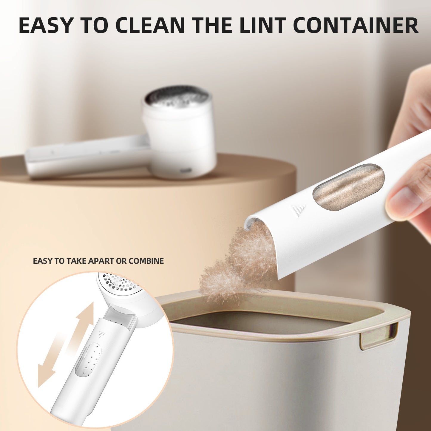Black Rechargeable Electric Lint Remover | 3-Speed LED Display | USB-C | 2600mAh | Pet & Fabric