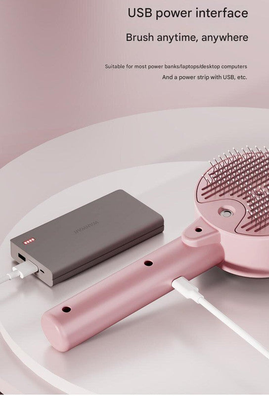 Pink Rechargeable Pet Grooming Brush | UVC Sterilizer & Mist Spray | Dogs & Cats