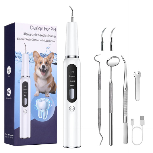 White Professional Pet Dental Cleaning Kit | Ultrasonic Scaler 3 Modes | Dog & Cat