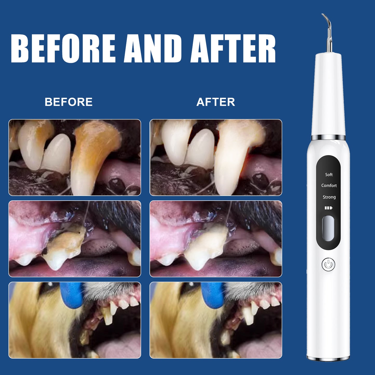 Black Professional Pet Dental Cleaning Kit | Ultrasonic Scaler 3 Modes | Dog & Cat