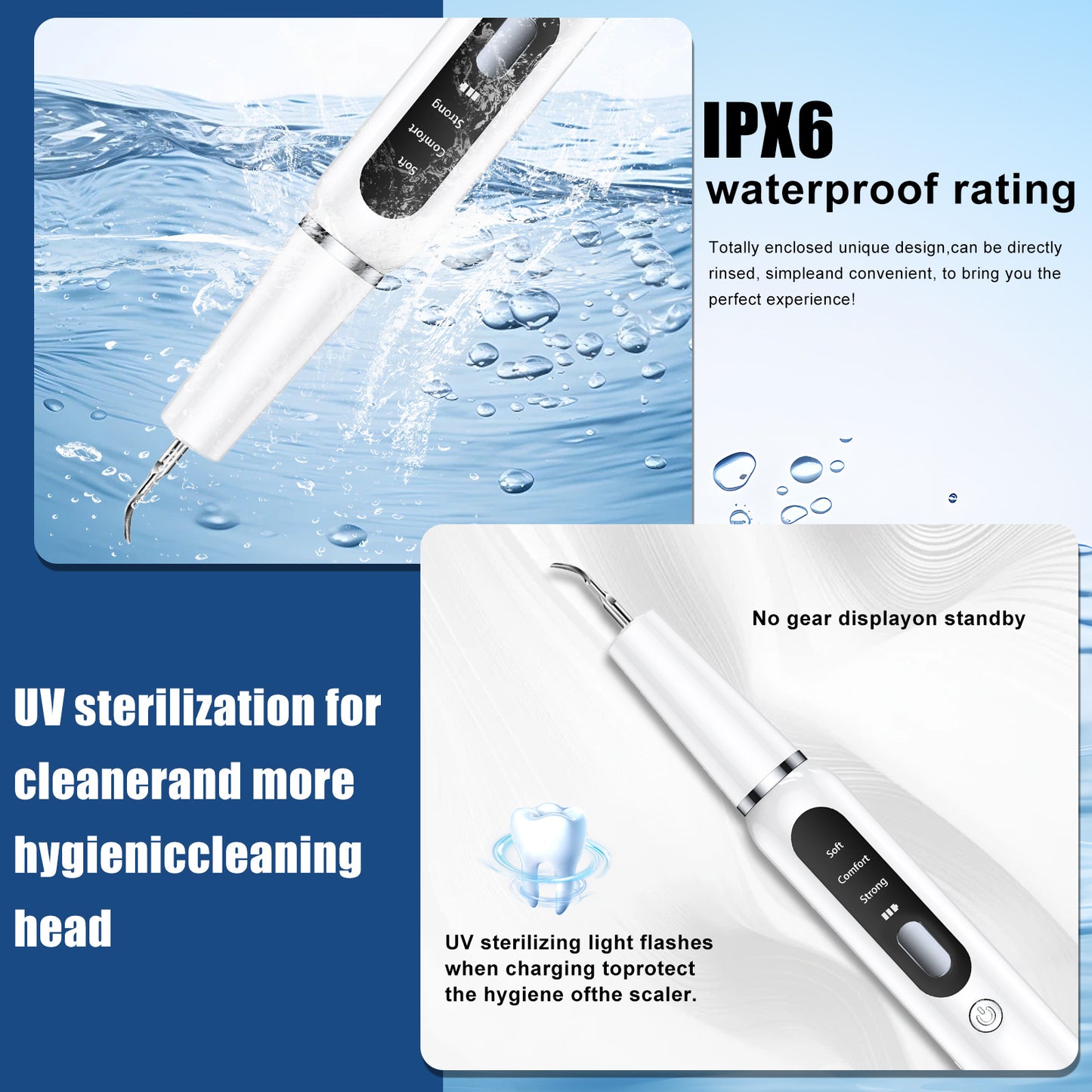 Black Professional Pet Dental Cleaning Kit | Ultrasonic Scaler 3 Modes | Dog & Cat