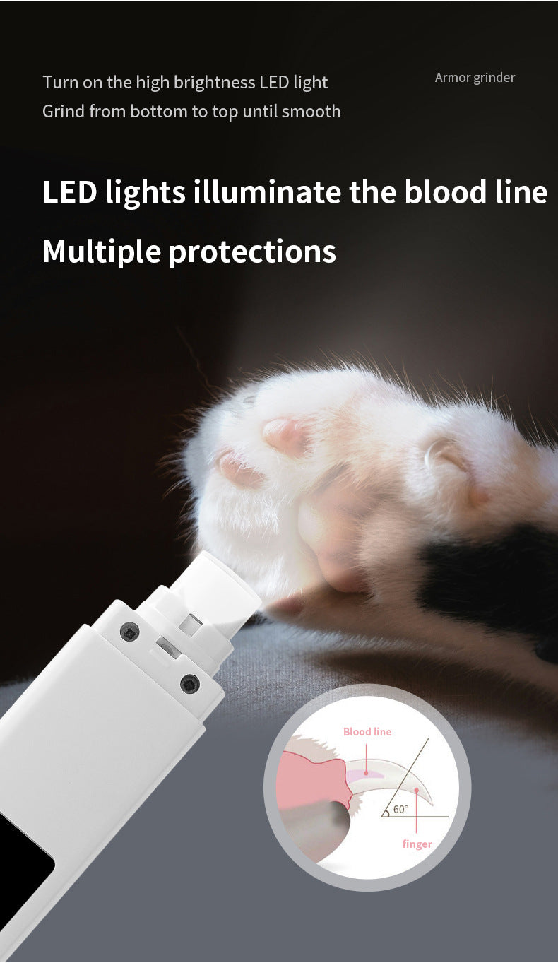 White Electric Pet Nail Grinder | LCD Display | Rechargeable | Quiet Motor | Cats & Dogs