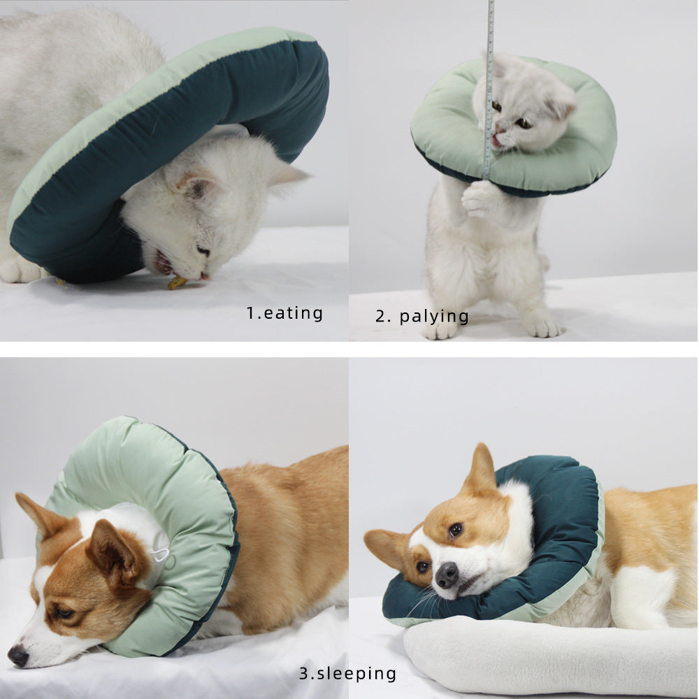 Green Adjustable Soft Elizabethan Recovery Collar for Pets | Comfortable Recovery Aid | Size L