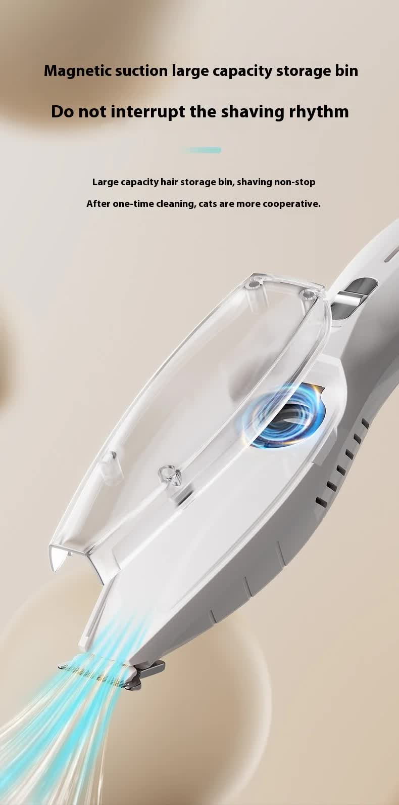 Blue Rechargeable Pet Grooming Clipper with Built-in Vacuum | Dogs