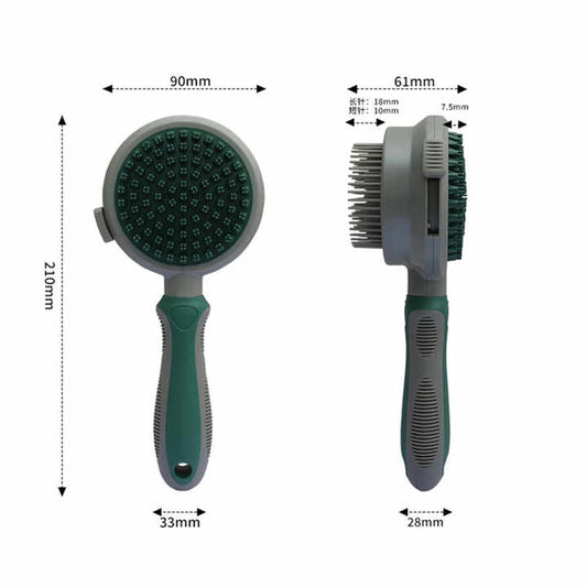Pink & Grey Dual-Sided Self-Cleaning Pet Grooming Brush | Dogs & Cats