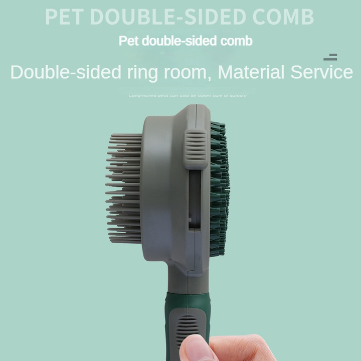 Pink & Grey Dual-Sided Self-Cleaning Pet Grooming Brush | Slicker & Massage Comb | Dogs & Cats