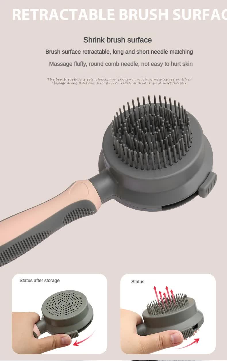 Green & Grey Dual-Sided Self-Cleaning Pet Grooming Brush | Slicker & Massage Comb | Dogs & Cats
